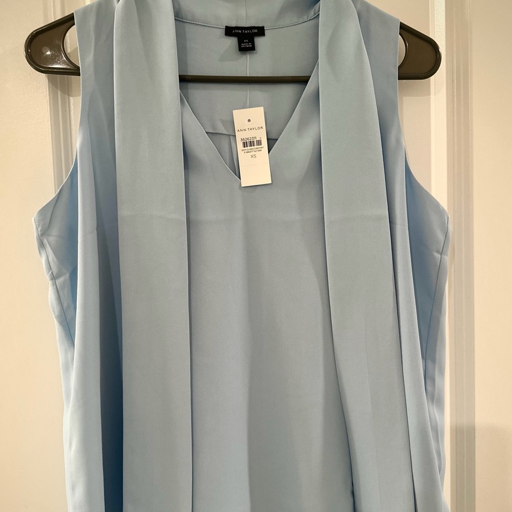 Ann Taylor Sky Blue V-Neck Blouse